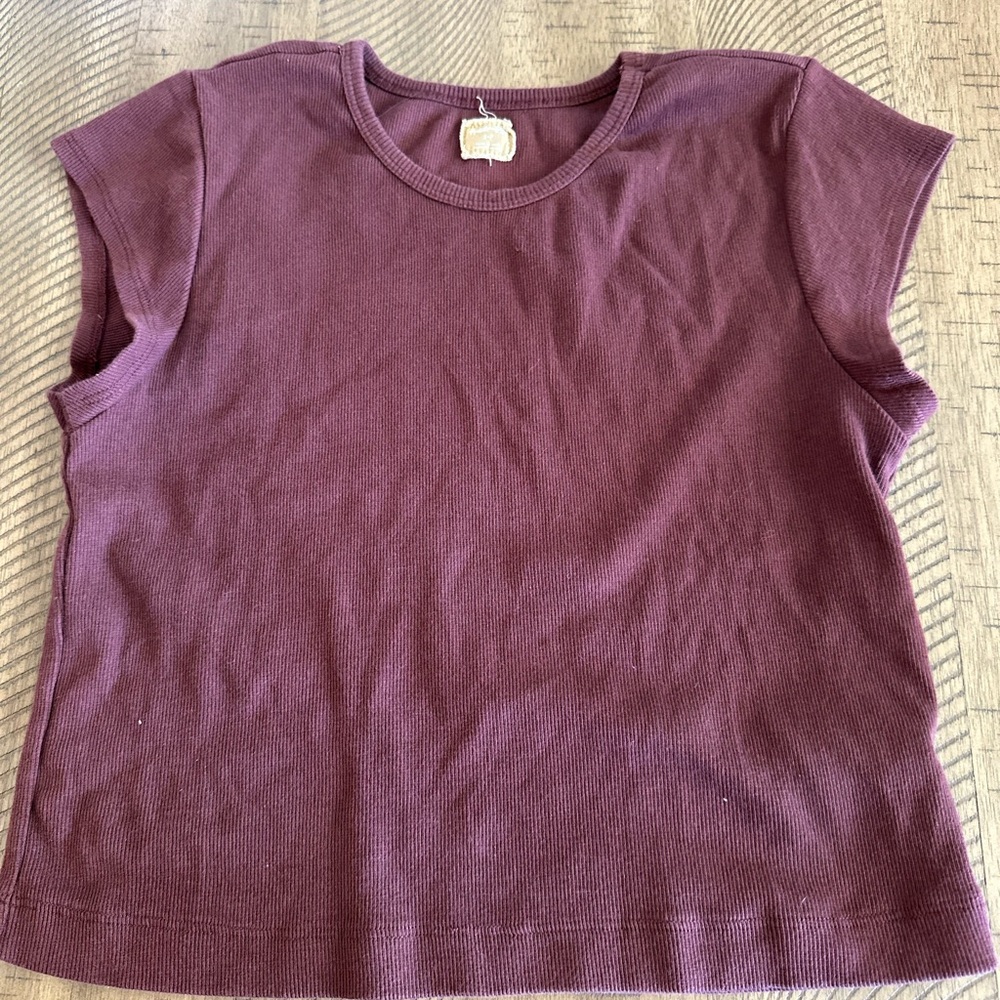 Free People Ribbed Cap-Sleeve Baby Tee Small